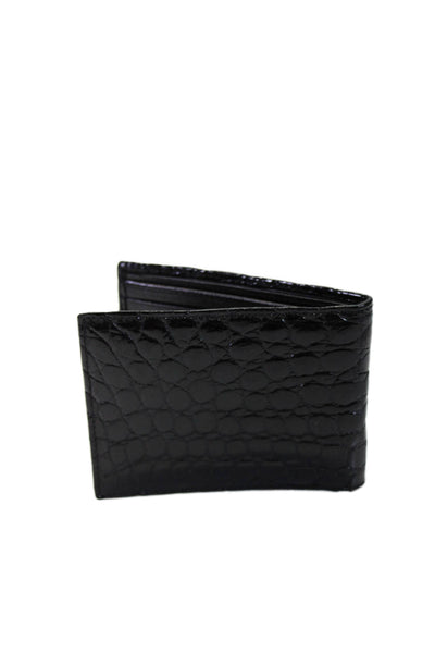 Tardini Womens Genuine American Alligator Skin Textured Billfold Wallet Black