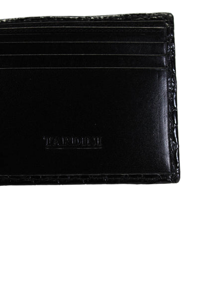 Tardini Womens Genuine American Alligator Skin Textured Billfold Wallet Black