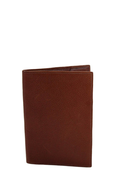 Tardini Womens Leather Textured Flat Open Closure Bifold Card Case Wallet Brown