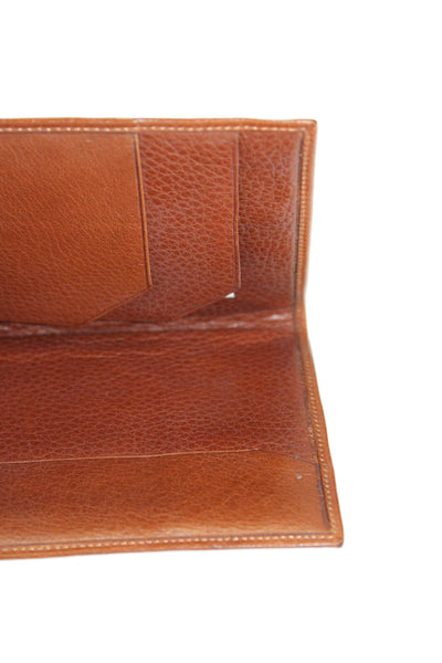 Tardini Womens Leather Textured Flat Open Closure Bifold Card Case Wallet Brown