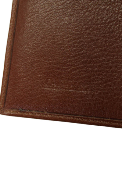 Tardini Womens Leather Textured Flat Open Closure Bifold Card Case Wallet Brown