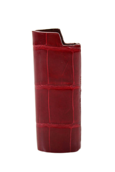 Tardini Womens Genuine American Alligator Cigarette Lighter Holder Red