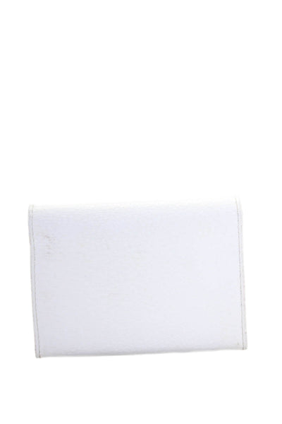 Tardini Womens Leather Textured Zipped Folded Snap Closure Embossed Wallet White