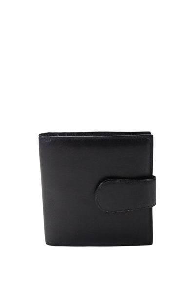 Tardini Womens Leather Side Fold Button Clasp Multilayered Card Wallet Black