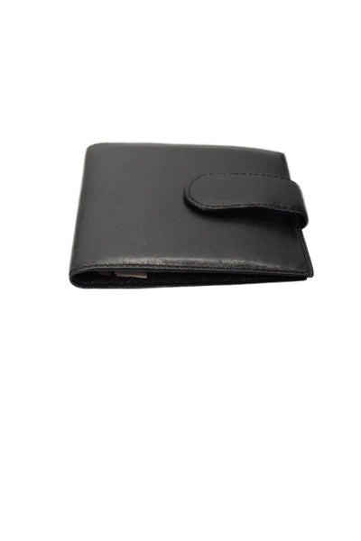 Tardini Womens Leather Side Fold Button Clasp Multilayered Card Wallet Black