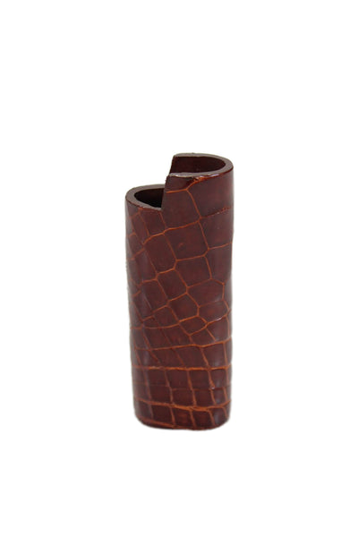 Tardini Womens Genuine Alligator Leather Cigarette Lighter Holder Brown