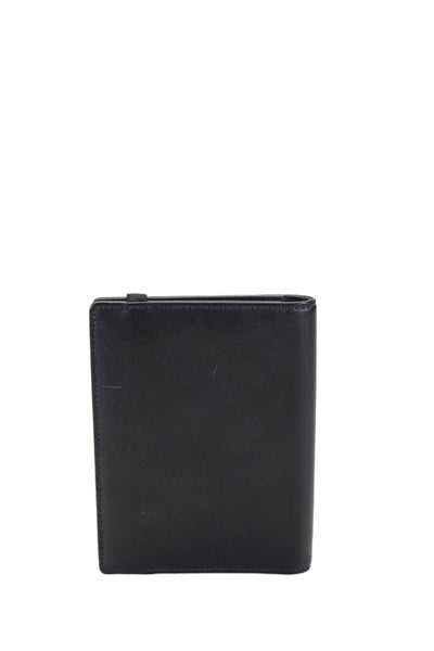 Tardini Womens Leather Bifold Open Side Elastic Band Closure Wallet Black