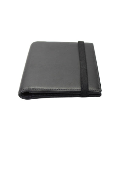 Tardini Womens Leather Bifold Open Side Elastic Band Closure Wallet Black