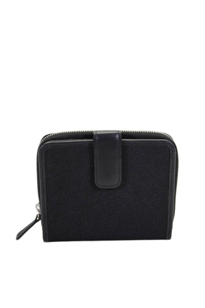 Tardini Womens Tweed Zipped Embossed Square Billfold Fold Clasp Wallet Black