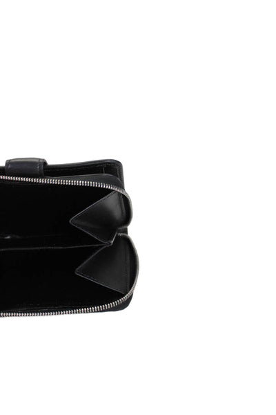 Tardini Womens Tweed Zipped Embossed Square Billfold Fold Clasp Wallet Black