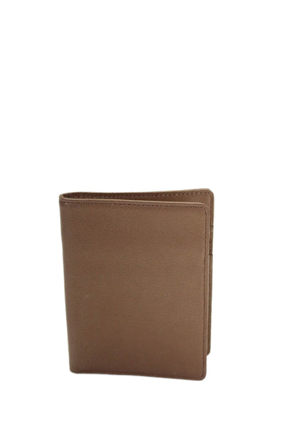 Tardini Womens Leather Textured Open Bifold Embossed Billfold Wallet Brown