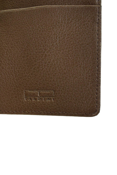 Tardini Womens Leather Textured Open Bifold Embossed Billfold Wallet Brown