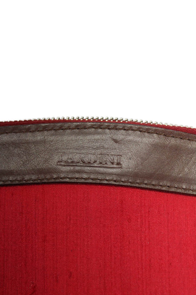 Tardini Womens Canvas Zipped Open Pocket Logo Embossed Card Case Wallet Red