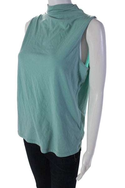 Athleta Womens Mockneck Fitted Sleeveless Workout Top Cardigan Set Green Size S