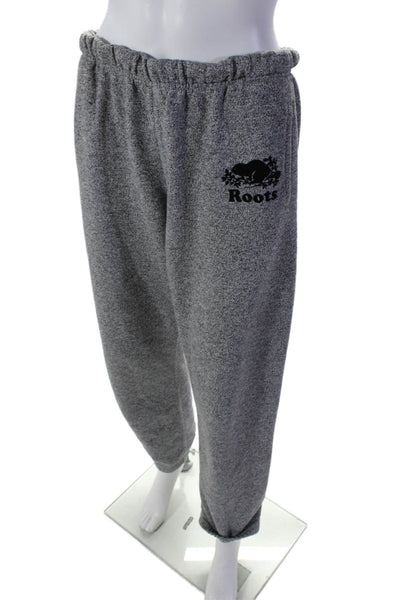 Roots Womens Cotton Cuff Leg Drawstring Fleece Patchwork Sweatpants Gray Size XS