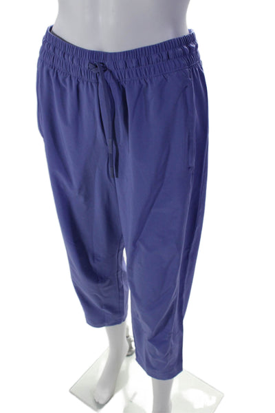 Athleta Womens Texture Drawstring Elastic Waistband Straight Leg Pants Purple Si