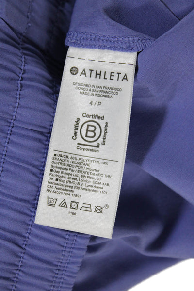 Athleta Womens Texture Drawstring Elastic Waistband Straight Leg Pants Purple Si