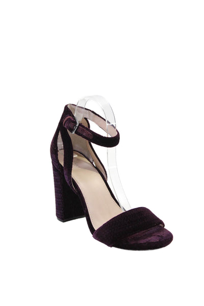 Botkier Womens Suede Thick Heel Open Top Ankle Strap Heels Purple Size 9.5