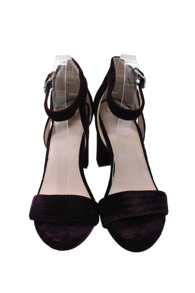 Botkier Womens Suede Thick Heel Open Top Ankle Strap Heels Purple Size 9.5