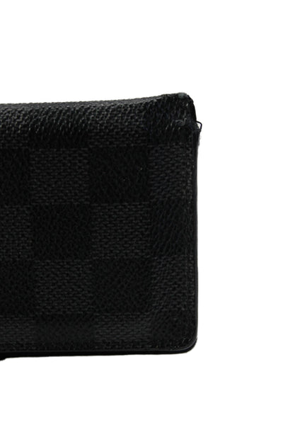 Louis Vuitton Mens Black Gray Damier Graphite Leather Bifold Mini Wallet