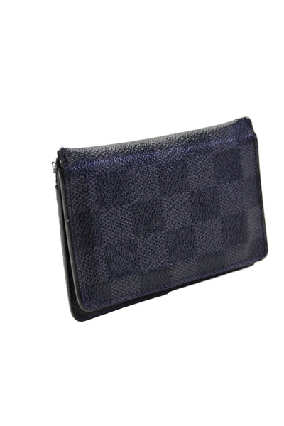 Louis Vuitton Mens Black Gray Damier Graphite Leather Bifold Mini Wallet