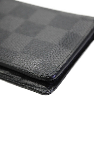 Louis Vuitton Mens Black Gray Damier Graphite Leather Bifold Mini Wallet