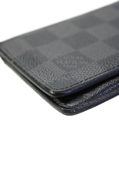 Louis Vuitton Mens Black Gray Damier Graphite Leather Bifold Mini Wallet