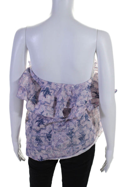 Etoile Isabel Marant Womens Linen Floral Ruffle Trim Blouse Top Purple Size 38