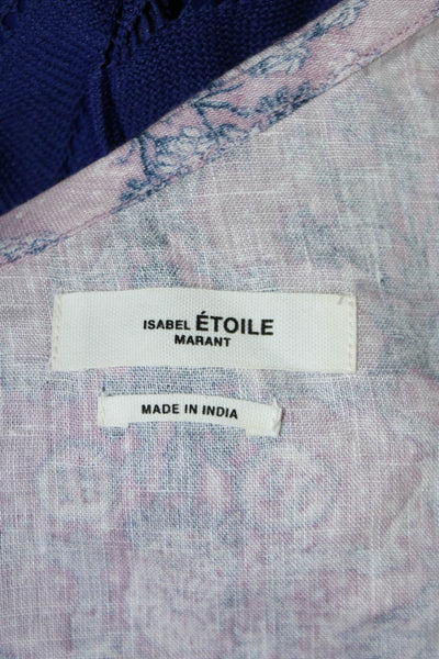 Etoile Isabel Marant Womens Linen Floral Ruffle Trim Blouse Top Purple Size 38