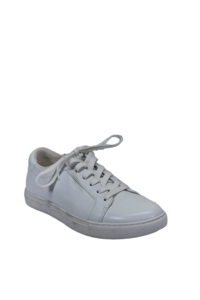 Kenneth Cole New York Womens Leather Round Toe Low Top Sneakers White Size 8.5M