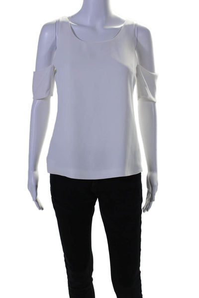 Elizabeth and James Women's Scoop Neck Cold Shoulder Blouse White Size 4