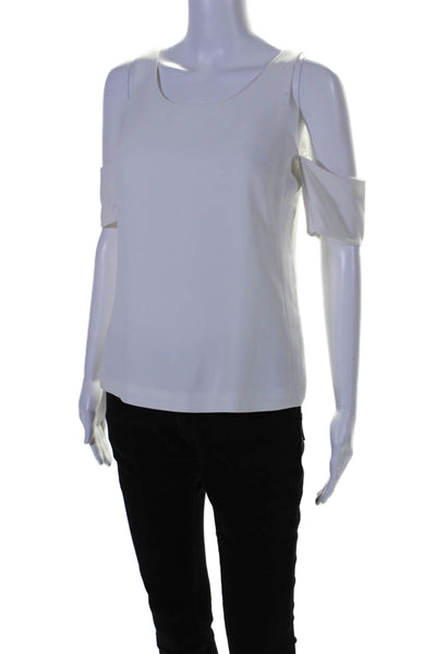 Elizabeth and James Women's Scoop Neck Cold Shoulder Blouse White Size 4