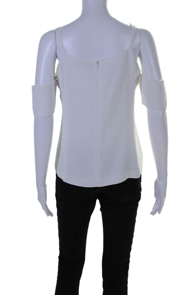 Elizabeth and James Women's Scoop Neck Cold Shoulder Blouse White Size 4