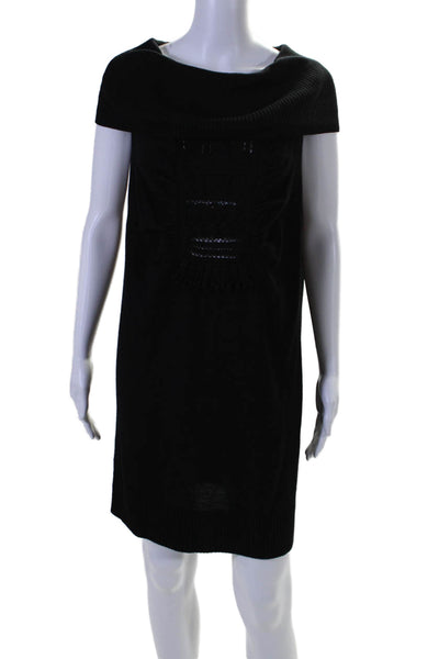 Hoss Intropia Womens Black Off Shoulder Cowl Neck Sleeveless Sweater Dress SizeM