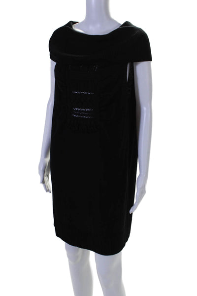 Hoss Intropia Womens Black Off Shoulder Cowl Neck Sleeveless Sweater Dress SizeM