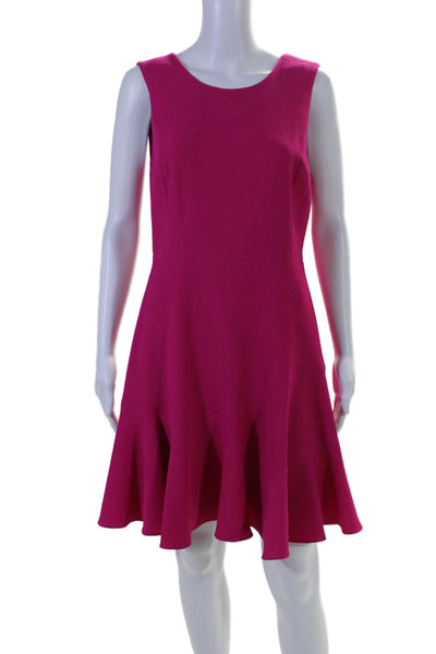 Rebecca Taylor Womens Hot Pink Textured Scoop Neck Sleeveless Shift Dress Size 6