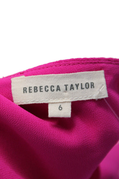 Rebecca Taylor Womens Hot Pink Textured Scoop Neck Sleeveless Shift Dress Size 6