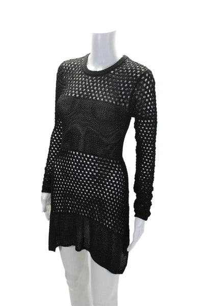 Proenza Schouler Womens Long Sleeves A Line Sweater Dress Black Size Extra Small