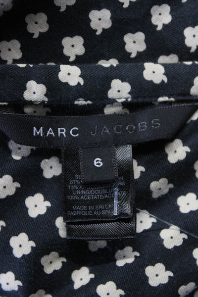 Marc Jacobs Womens Floral Print A Line Mini Skirt Black White Cotton Size 6