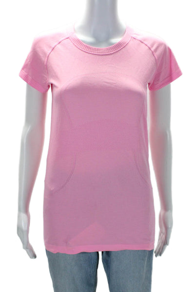 Lululemon Womens Round Neck Short Sleeve Activewear Top Shirt Pink Size S