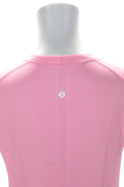 Lululemon Womens Round Neck Short Sleeve Activewear Top Shirt Pink Size S