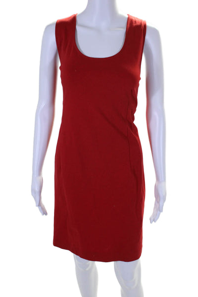 DKNY Womens Cotton Blend Scoop Neck Sleeveless Zip Up Dress Red Size 14