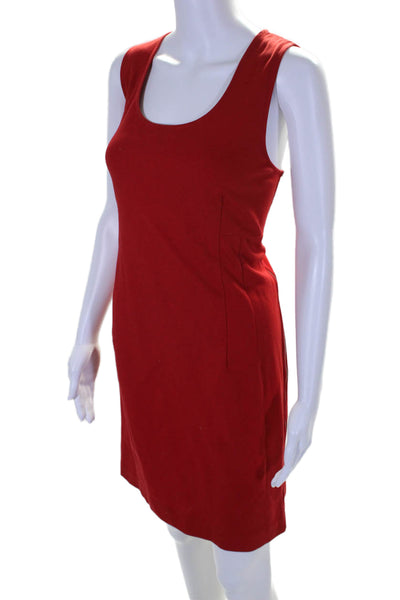 DKNY Womens Cotton Blend Scoop Neck Sleeveless Zip Up Dress Red Size 14