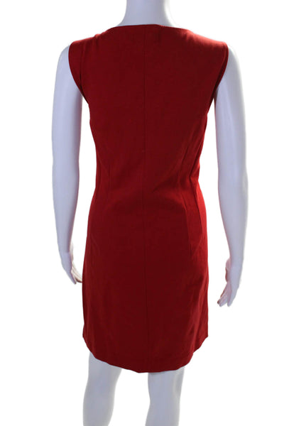 DKNY Womens Cotton Blend Scoop Neck Sleeveless Zip Up Dress Red Size 14