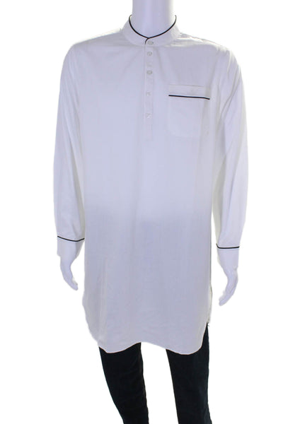 AIRELLES Mens High Neck Lined Buttoned Cuff Sleeve Long Dress Shirt White Size L