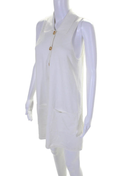 Show Me Your Mumu Womens Knit Collared Sleeveless Button Up Dress White Size S