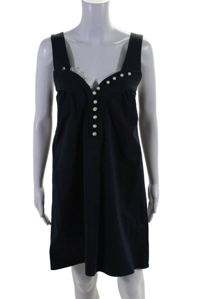 Sea New York Womens Navy Blue Cotton V-Neck Sleeveless A-line Dress Size 4