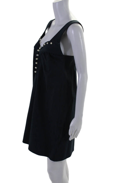 Sea New York Womens Navy Blue Cotton V-Neck Sleeveless A-line Dress Size 4