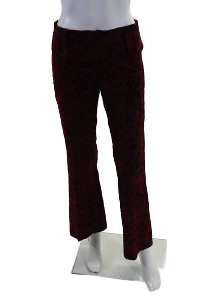 Shargorn Womens Red Velvet Printed High Rise Flare Leg Pants Size L