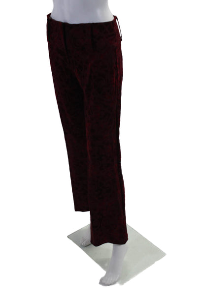 Shargorn Womens Red Velvet Printed High Rise Flare Leg Pants Size L